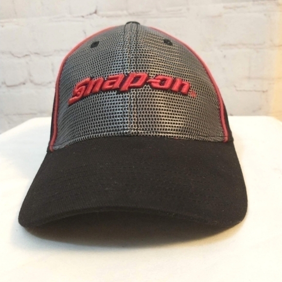 𝅺SNAP-ON Tools Black And Red Flat Back Mesh Front  K products Hat - Picture 1 of 7